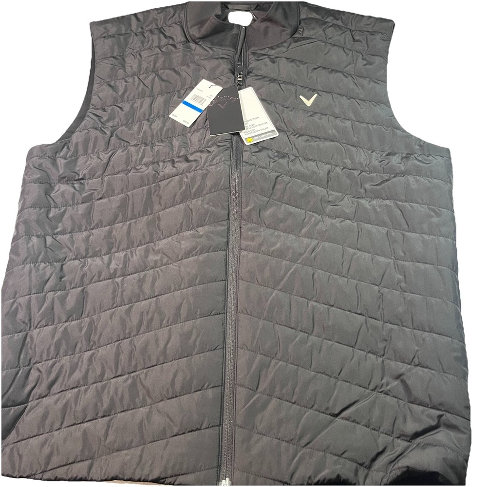 NWT Callaway Vest Men's XL Black Quilted Puffer Golf Full Zip Sleeveless Jacket